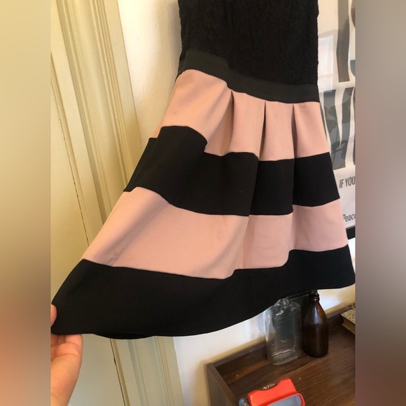 Large Lace Black and Boush Color Block Cocktail Dress - Picture 2 of 4